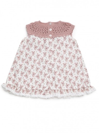 Juliana Vistiendo Bebés Vestido Cuerpo Punto Falda Tela Koalas "Miel" 26131 [1]