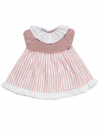 Juliana Vistiendo Bebés Vestido Cuerpo Punto Maquillaje Falda Tela Rayada "Limonada" 26133 [1]