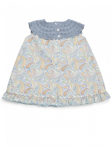 Juliana Vistiendo Bebés Vestido Cuerpo Punto Redondo Falda Tela Cachemiras "Mandarina" 26206 [2]