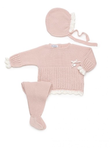 Juliana Vistiendo Bebés Conjunto Punto Polaina 3P Jersey y Gorro 26545 [0]
