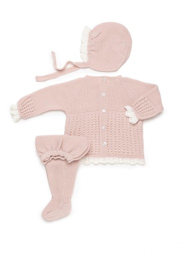 Juliana Vistiendo Bebés Conjunto Punto Polaina 3P Jersey y Gorro 26545 [1]