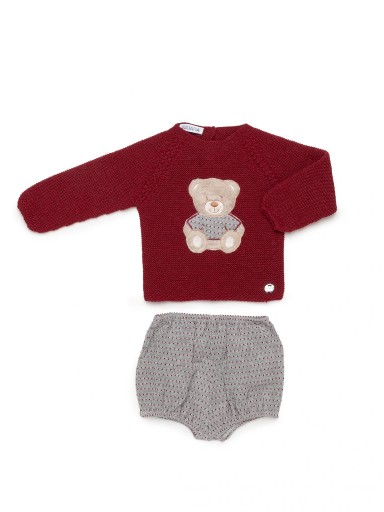 Juliana Vistiendo Bebés Conjunto Niño Jersey Granate Osito Pantalon Gris "Ocaso" 26583 [1]
