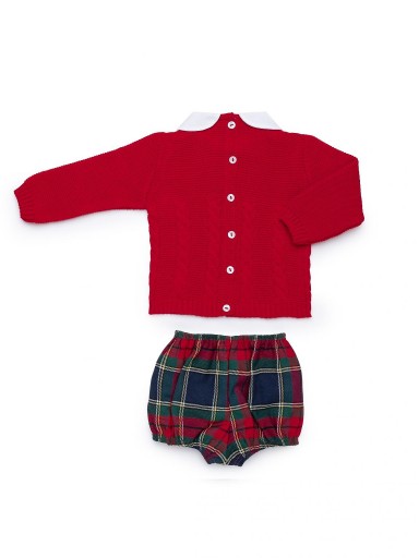 Juliana Vistiendo Bebés Conjunto Niño Jersey Rojo Pantalon Cuadro Escoces "Baya" 26584 [2]