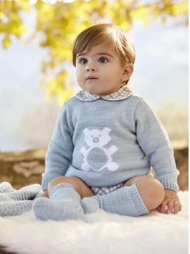 Juliana Vistiendo Bebés Conjunto Niño Jersey Azul Osito Pantalon Cuadros "Nido" 26585 [0]
