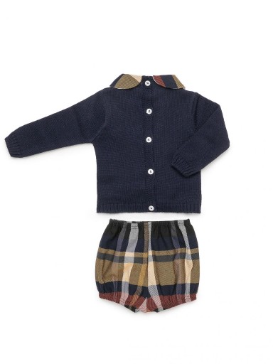 Juliana Vistiendo Bebés Conjunto Niño Jersey Marino Osito lazada Pantalon Cuadros "Dorado" 26587 [2]
