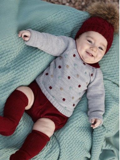 Juliana Vistiendo Bebés Conjunto Niño Jersey Gris Pantalón Pana granate"Chispa" 26589 [0]