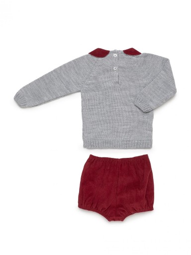 Juliana Vistiendo Bebés Conjunto Niño Jersey Gris Pantalón Pana granate"Chispa" 26589 [2]