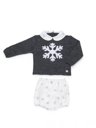 Juliana Vistiendo Bebés Conjunto Niño Jersey Gris Estrella Nieve Pantalon Blanco Estrellas Nieve "Estelar" 26600 [1]