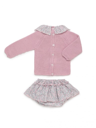 Juliana Vistiendo Bebés Conjunto Braguita  Sobrefalda Estampado Flores Jersey Rosa "Vereda" 26610 [2]