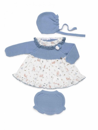 Juliana Vistiendo Bebés Jesusito Vestido cuerpo Punto Azul falda Espampada Braguita Capota "Rastro" 26680 [1]