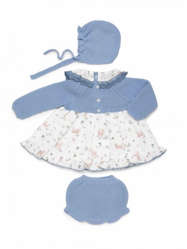 Juliana Vistiendo Bebés Jesusito Vestido cuerpo Punto Azul falda Espampada Braguita Capota "Rastro" 26680 [2]