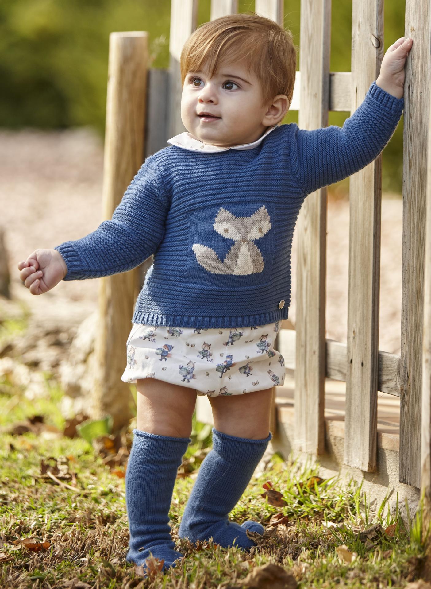 Juliana Vistiendo Bebés Conjunto Niño Jersey Azul Zorrito Pantalon Estampado Zorritos "Sigilo" 26588
