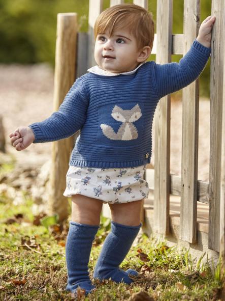 Juliana Vistiendo Bebés Conjunto Niño Jersey Azul Zorrito Pantalon Estampado Zorritos "Sigilo" 26588 [0]