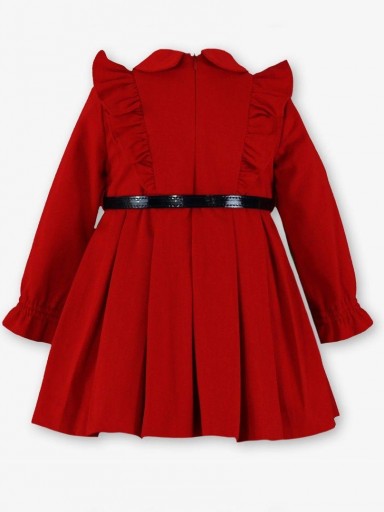 Miranda Vestido Infantil Ceremonia Rojo Falda Tablas Cinturón Marino "Blue Ivy" 0233/V [3]