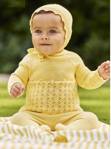 Juliana Vistiendo Bebés Conjunto Punto 3p Empiece Calado Bodoques "Limon" 26031