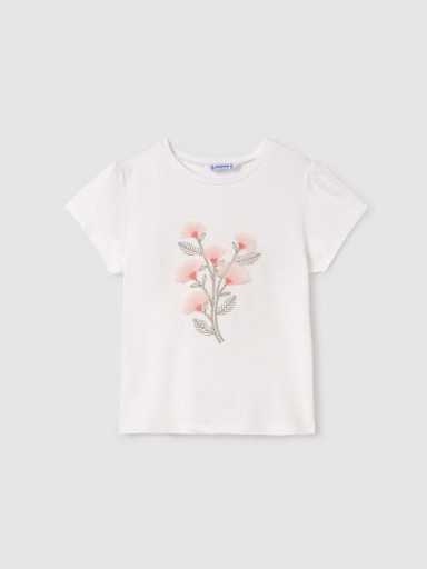 Mayoral camiseta flores bordadas 24-06012-048 Crudo tulipa  [2]