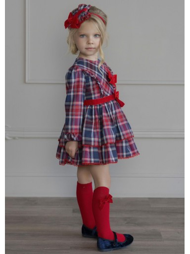 Miranda Vestido Infantil Ceremonia Cuadro Escoces  2 Lazadas "Harper" 0258/V [2]