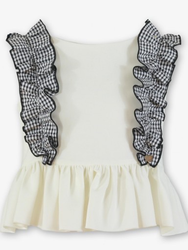 Miranda Conjunto Niña Blusa Beig Pantalon Cuadro Vichy "Margarita" 0301/23 [2]