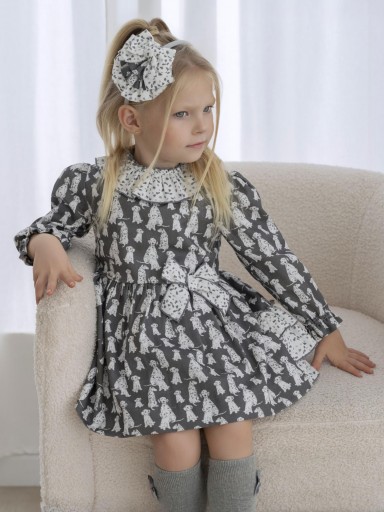 Miranda Vestido Infantil Ceremonia Estampado Dalmatas Volantes "Ava" 0610/V