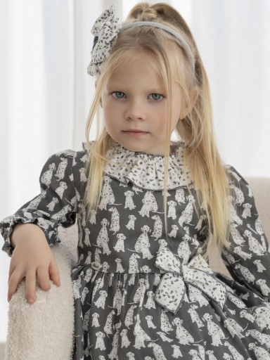 Miranda Vestido Infantil Ceremonia Estampado Dalmatas Volantes "Ava" 0610/V [2]