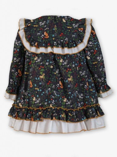 Miranda Vestido Infantil Ceremonia Marino Estampado Flores y Animales del Bosque "Olivia" 0240/V [4]