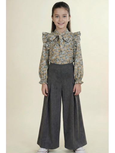 Vera By Nekenia Conjunto Infantil Blusa Estampada y Pantalón Ancho Gris "Mar" 26IC06 [0]