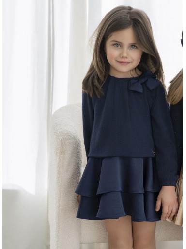 Miranda Vestido Infantil Marino Volantes Lazada "Danna" 0630/V