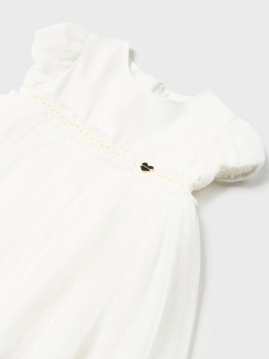 Mayoral vestido combinado tul plisado 24-01904-064 Crudo [3]