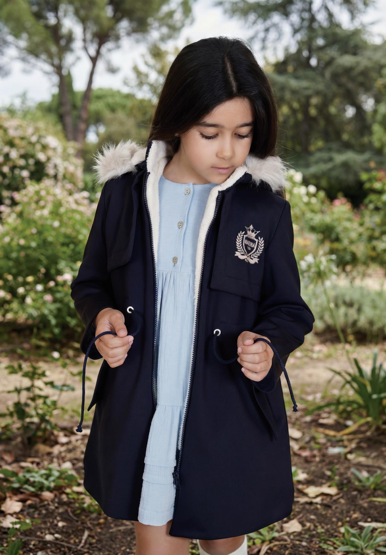 Nekenia Chaqueton Infantil Pelo Blanco Capucha Marino "Bruma" 2611705