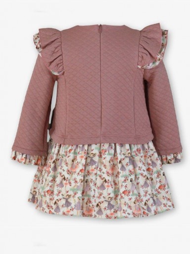 Miranda Vestido Infantil Rosa Palo Cuerpo Cloqué Falda Estampada Niñas "Winika" 0623/V [5]