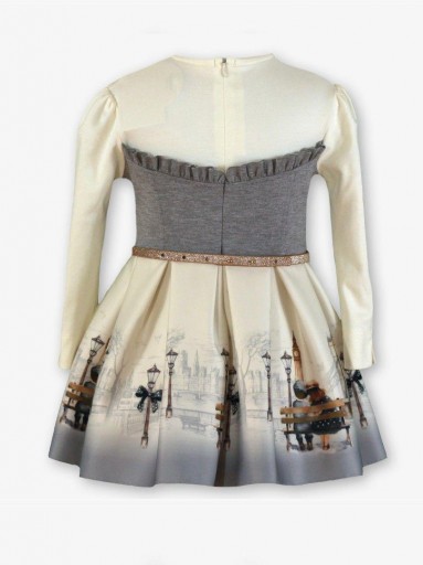 Miranda Vestido Ceremonia Infantil  Degradado Gris Estampado Londres Cinturón Lazada "Haven" 0236/V [5]