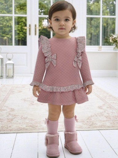 Miranda Vestido Bebe Cloqué Rosa Volantes Estampados Lazadas "Vaiana" 0516/V [0]