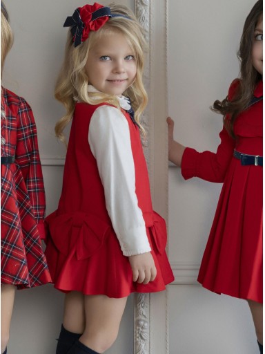 Miranda Conjunto Infantil ceremonia Blusa Blanca  y Pichi Rojo "Blue Ivy" 0232/2P
