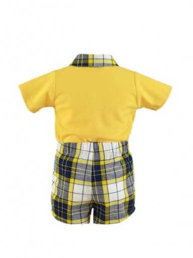 Miranda conjunto bebe polo amarillo pantalón corto cuadros 35/0526/23 [2]