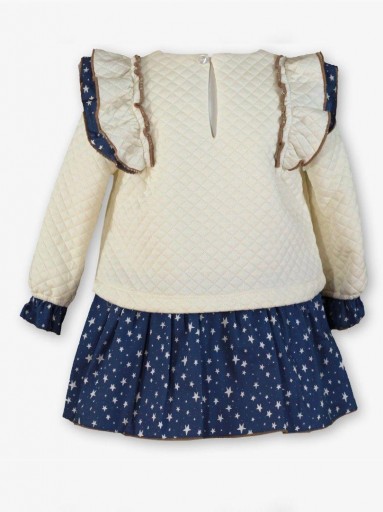 Miranda Vestido Infantil Cloqué Beig falda Estrellitas Osito "Melba" 0621/V [1]