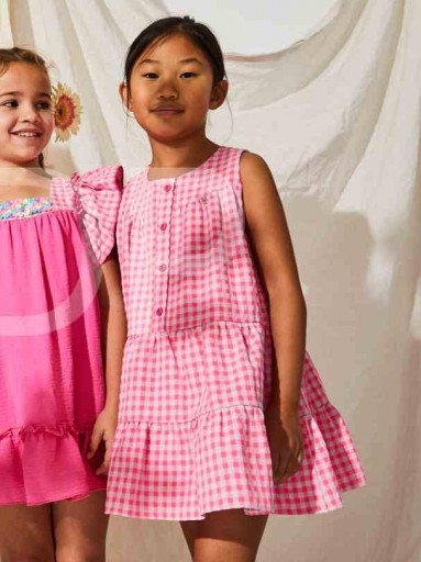 Nekenia Vestido Infantil Cruadros Vichy Fucsia Cierre Botones Sin Mangas 23VV27 [2]