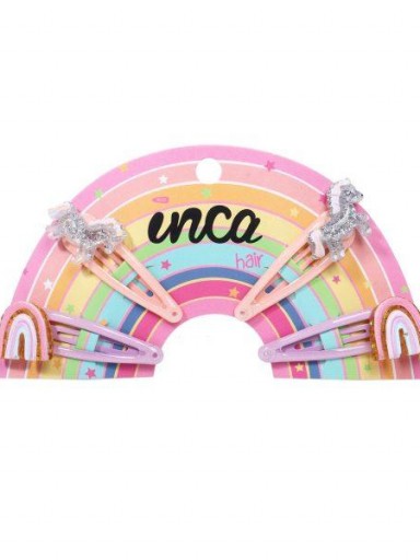 Inca Set 4 clips  arcoiris unicornio 43457 [0]