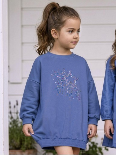 Miranda Vestido Infantil Azulón Tipo Sudadera Estrella Strass Multicolor "Jessica Rabbit" 0601/V [0]