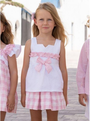 Miranda Conjunto Infantil Top Tirantes Falda Cuadros "Violeta" 0602/2F [0]