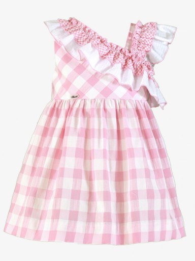 Miranda Vestido Infantil  Tirantes Asimétricos Cuadros "Violeta" 0602/V [0]
