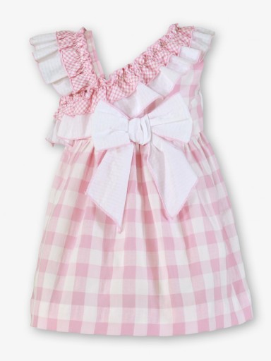 Miranda Vestido Infantil  Tirantes Asimétricos Cuadros "Violeta" 0602/V [1]