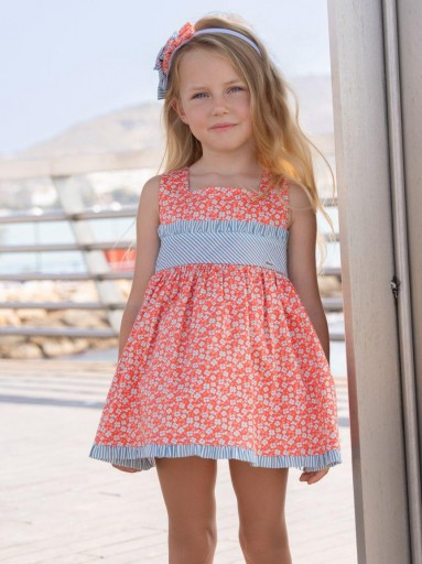 Miranda Vestido Infantil Estampado Flores Volante Rayas "Pensamiento" 0605/V [0]
