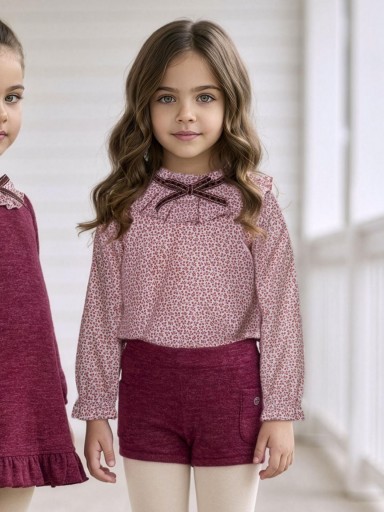 Miranda Conjunto Infantil Blusa Estampada Granate Short Punto granate "Aurora" 0610/23 [0]