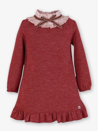 Miranda Vestido Infantil Granate Corte Ebasé Cuello Estampado Lazada "Aurora" 0610/V [1]