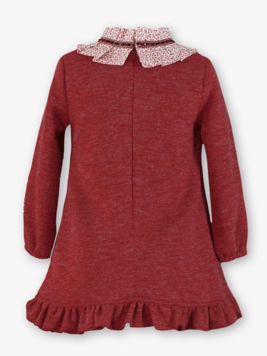 Miranda Vestido Infantil Granate Corte Ebasé Cuello Estampado Lazada "Aurora" 0610/V [2]