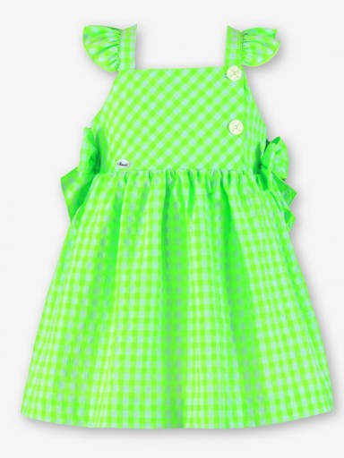 Miranda Vestido Infantil Cuadro Vichi verde Fluor "Bugandilla" 0614/V [1]
