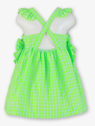 Miranda Vestido Infantil Cuadro Vichi verde Fluor "Bugandilla" 0614/V [2]