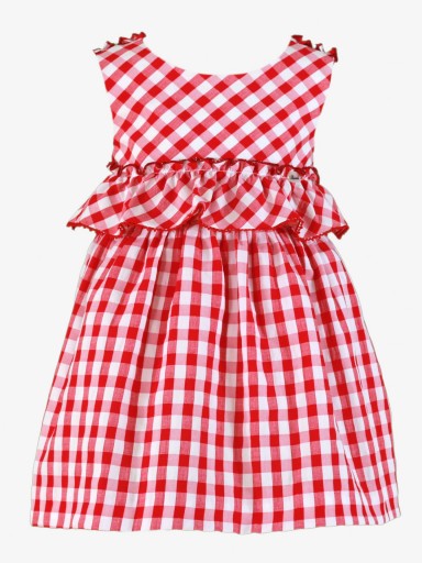 Miranda Vestido Infantil Cuadro Vichi Rojo "Flor de Cerezo" 0616/V [3]