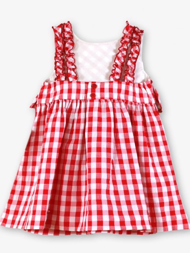 Miranda Vestido Infantil Cuadro Vichi Rojo "Flor de Cerezo" 0616/V [4]