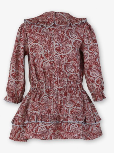 Miranda Vestido Infantil Estampado geométrico Granate Azul Elástico Cintura "Tiana" 0625/V [2]